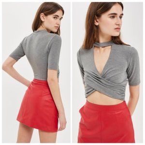 Softest Topshop Twist-Front Choker-Neck Top XS